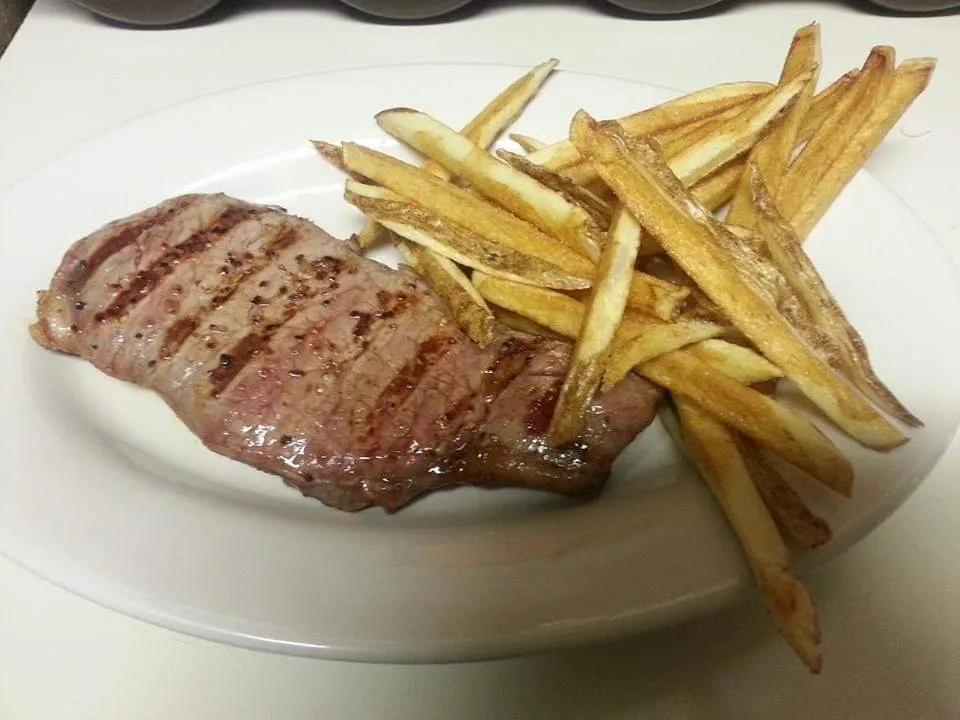 Strip Steak with Fries and Salad